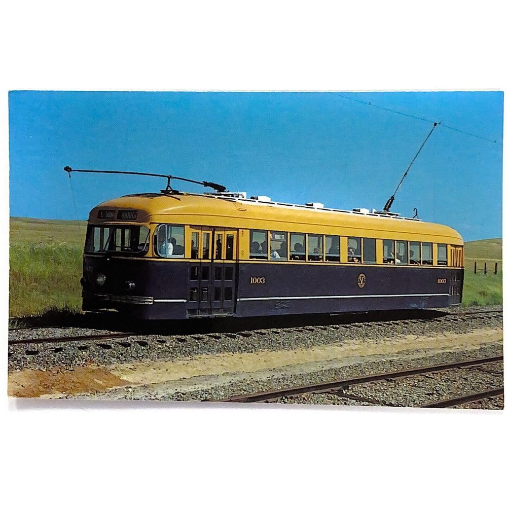 California Railway Museum Postcard Sacramento CA Streetcar 1000 PCC Vtg 70s 80s‎